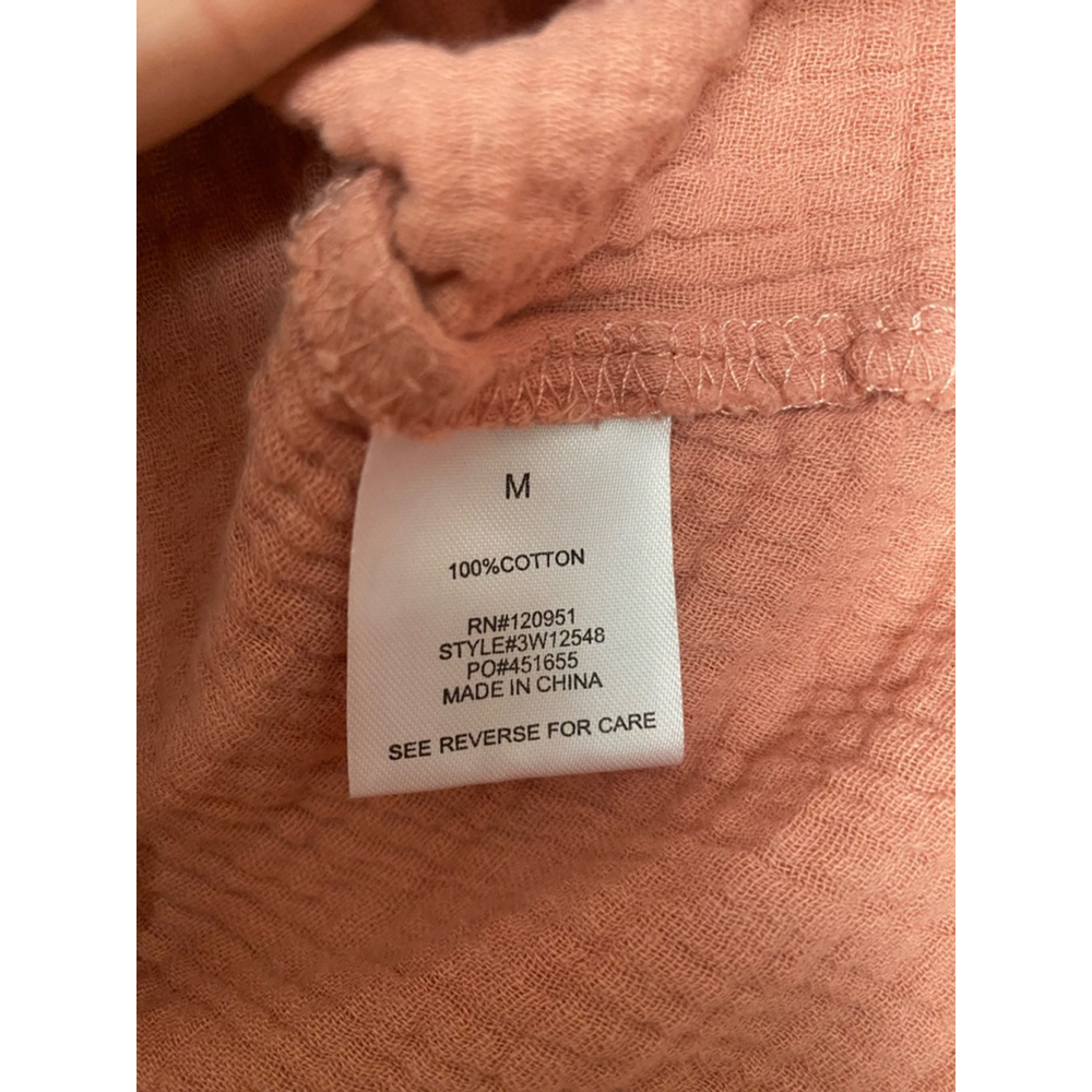 Olive & Oak Gauze Blouse 100% Cotton Muted Coral Soft Summer Spring Boho Earthy - Picture 5 of 6